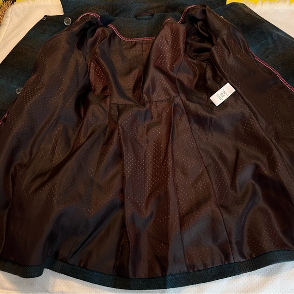Neu Look Plaid Wool Blend Pea Coat Size 10 UK Size 38 EU Italian Fabric - Picture 13 of 15